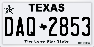 TX license plate DAQ2853