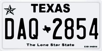 TX license plate DAQ2854