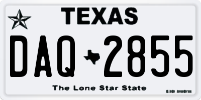 TX license plate DAQ2855