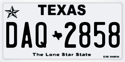 TX license plate DAQ2858