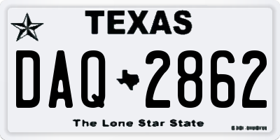 TX license plate DAQ2862