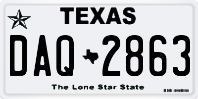 TX license plate DAQ2863