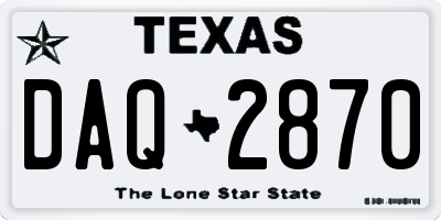 TX license plate DAQ2870