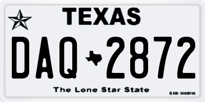 TX license plate DAQ2872