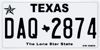 TX license plate DAQ2874