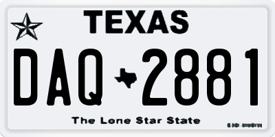 TX license plate DAQ2881