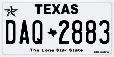 TX license plate DAQ2883