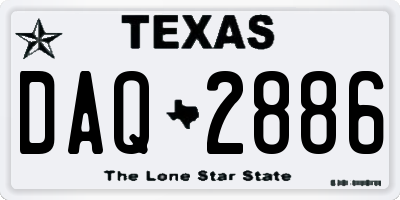 TX license plate DAQ2886