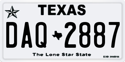 TX license plate DAQ2887