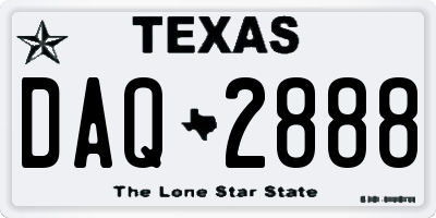 TX license plate DAQ2888