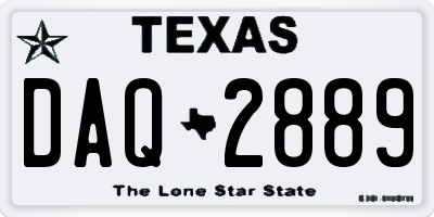 TX license plate DAQ2889