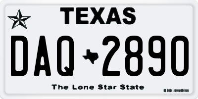 TX license plate DAQ2890