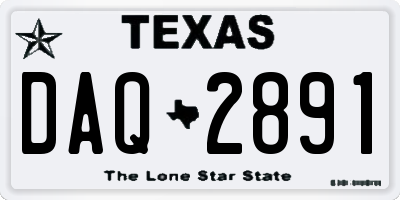 TX license plate DAQ2891