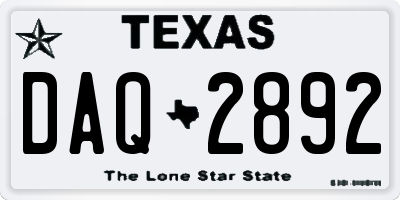 TX license plate DAQ2892