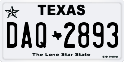 TX license plate DAQ2893