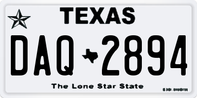 TX license plate DAQ2894