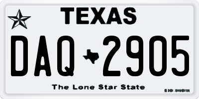 TX license plate DAQ2905