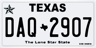 TX license plate DAQ2907