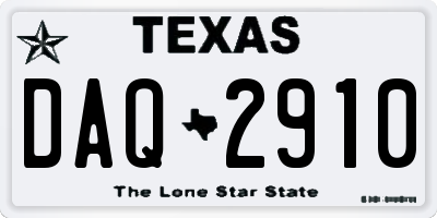 TX license plate DAQ2910