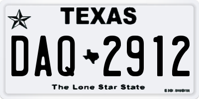 TX license plate DAQ2912