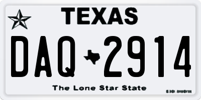 TX license plate DAQ2914