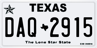 TX license plate DAQ2915