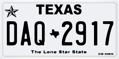 TX license plate DAQ2917
