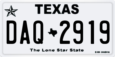 TX license plate DAQ2919
