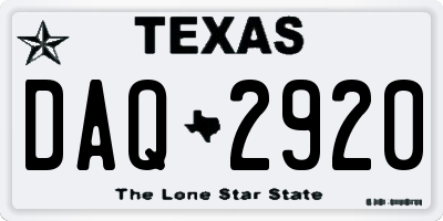 TX license plate DAQ2920