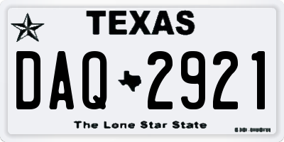 TX license plate DAQ2921