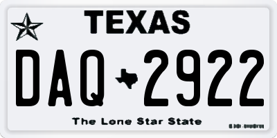 TX license plate DAQ2922