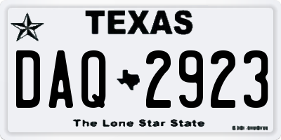 TX license plate DAQ2923