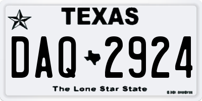 TX license plate DAQ2924