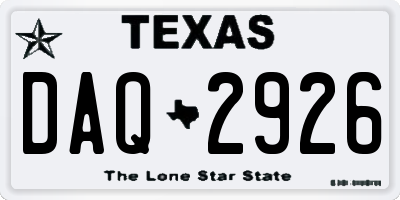 TX license plate DAQ2926