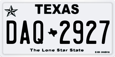 TX license plate DAQ2927