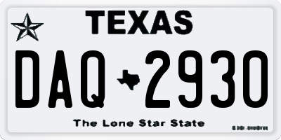 TX license plate DAQ2930