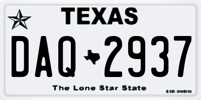 TX license plate DAQ2937
