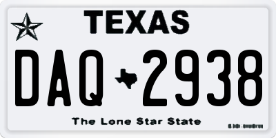 TX license plate DAQ2938