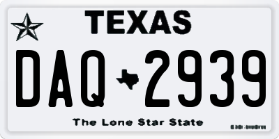 TX license plate DAQ2939