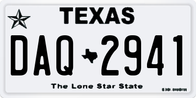 TX license plate DAQ2941