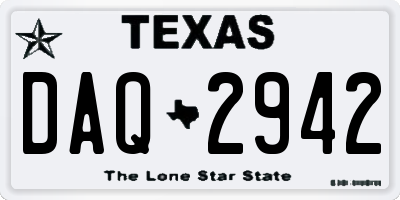 TX license plate DAQ2942