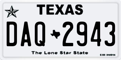 TX license plate DAQ2943