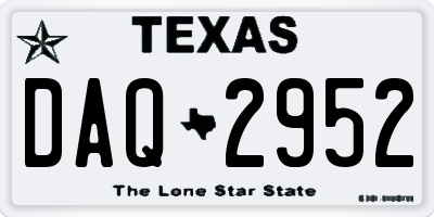 TX license plate DAQ2952