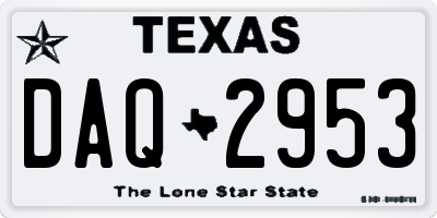 TX license plate DAQ2953