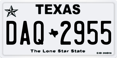 TX license plate DAQ2955