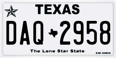 TX license plate DAQ2958