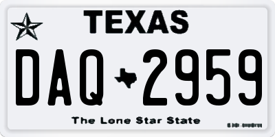 TX license plate DAQ2959