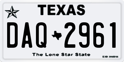 TX license plate DAQ2961