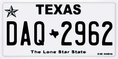 TX license plate DAQ2962
