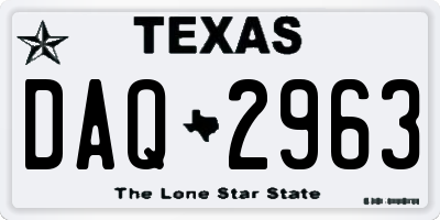 TX license plate DAQ2963